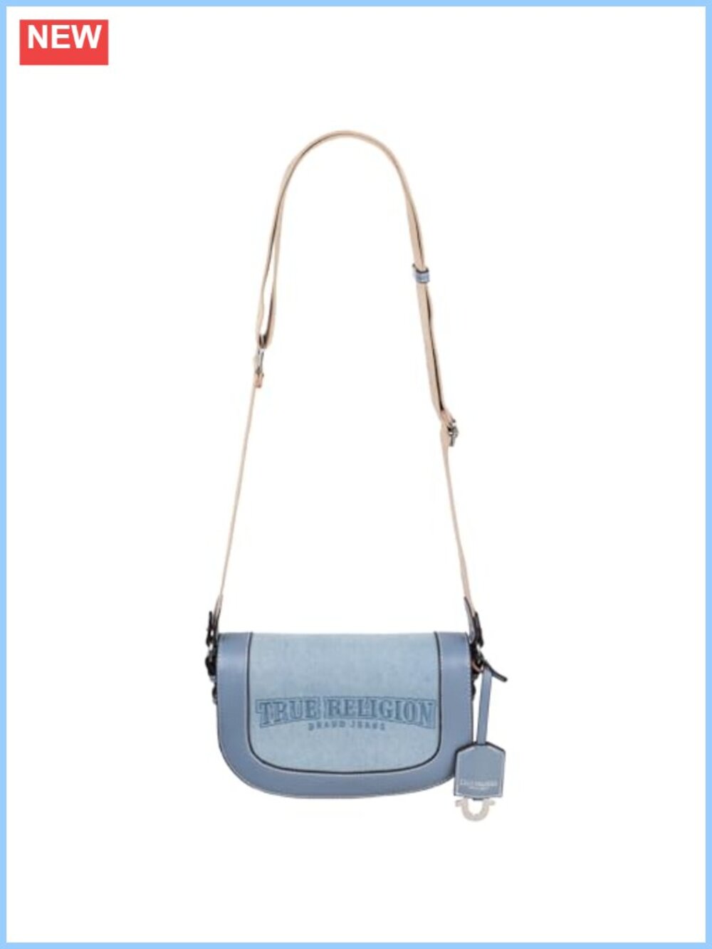 True Religion Saddle Bag Denim Cotton Polyester Adjustable Strap